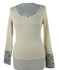 Dámské smetanovo-vzorované žebrované triko Chicme 