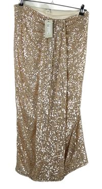 Nové - Dámská světlerůžová flitrová midi sukně River Island 