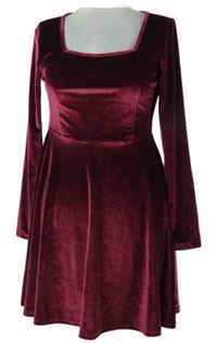 Dámské karmínové sametové šaty Shein 