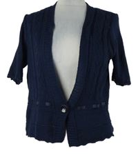 Nové - Dámské tmavomodré svetrové propínací bolerko se stuhou M&Co. 