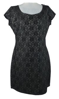 Dámské černo-šedé krajkové šaty F&F