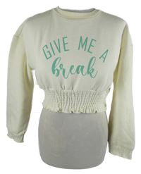 Dámská smetanová crop mikina s nápisem Forever21