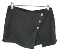 Dámská černá skort sukně s gombíky Shein 