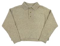 Béžový crop svetr s límečkem Zara