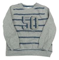 Šedá pruhovaná mikina s číslem Alive