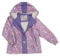 Fialová nepromokavá bunda s obrázky a kapucí Lupilu