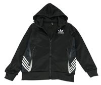 Černá sportovní thermo propínací mikina s logem Adidas a kapucí 
