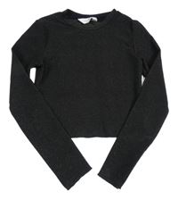 Černé třpytivé crop triko H&M