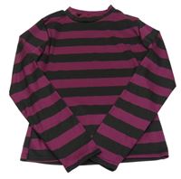 Černo-fialové pruhované triko 
