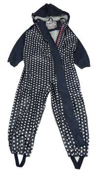 Tmavomodrý puntíkatá nepromokavá kombinéza s kapucí Lupilu