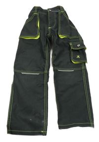 Antracitové plátěné outdoorové cargo kalhoty 