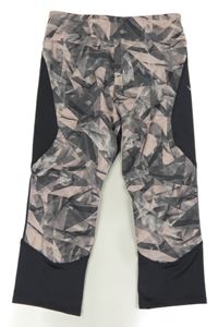 Světlerůžovo-šedé vzorované sportovní capri legíny