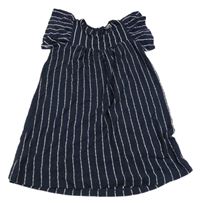 Tmavomodré bavlněné pruhované šaty YIGGA