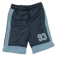 Tmavomodro-světlemodré sportovní kraťasy s číslem Crane