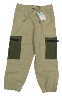 Nové - Khaki cargo cuff plátěné kalhoty Primark