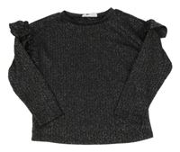 Černé třpytivé triko s volány Primark
