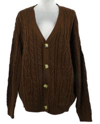 Pánský hnědý copánkový propínací svetr Asos