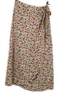 Nové - Dámská smetanová zavinovací květovaná sukně New Look