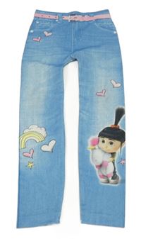 Světlemodré legíny s obrázkem holčičky