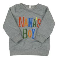 Šedá melírovaná mikina s barevným nápisem