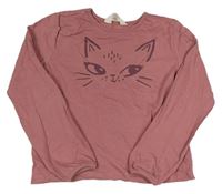 Starorůžová mikina s kočkou zn. H&M