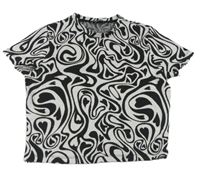 Černo-šedé vzorované úpletové crop tričko zn. New Look
