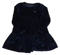 Tmavomodré sametové šaty s výšivkou zn. Dunnes