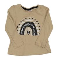 Béžové triko s duhou 