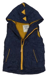 Tmavomodrá šusťáková zateplená vesta s ostny a kapucí Matalan