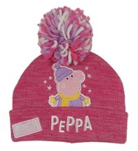 Růžová čepice s Peppou a bambulí 