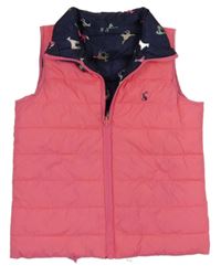 Tmavorůžová šusťáková zateplená oboustranná vesta Joules