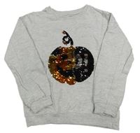 Šedá mikina s překlápěcími flitry 