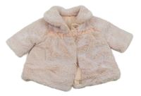 Světlerůžový kožešinový zateplený kabát s mašlí a límečkem Nutmeg