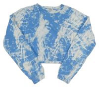 Modro-bílá batikovaná crop mikina Lindex