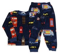 Tmavomodré plyšové pyžamo s motivy Londýna M&S