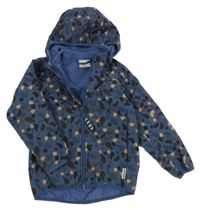 Tmavomodro-hnědá vzorovaná softshellová bunda s kapucí 