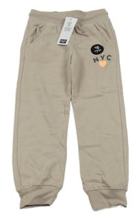 Nové - béžové tepláky s písmenky a srdíčkem F&F