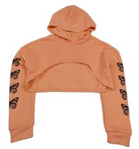 Lososová croop mikina s motýly a kapucí 