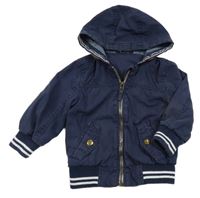 Tmavomodrá plátěná jarní bunda s kapucí George