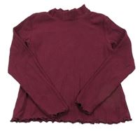 Vínové žebrované triko H&M