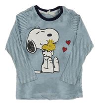 Modro-bílé pruhované triko se Snoopym H&M