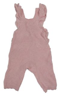 Světlerůžové pletené laclové kalhoty s volánky Mothercare