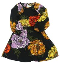 Černo-barevné květované šaty s volánky River Island 