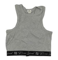 Šedý žebrovaný crop top River Island 