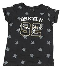 Tmavošedé tričko s hvězdičkami a nápisem Primark
