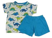 Modro-bílé kraťasové pyžamo s dinosaury C&A