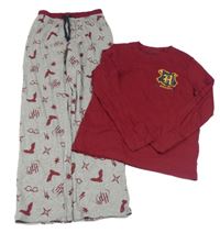 Vínovo-šedé pyžamo s erbem - Harry Potter