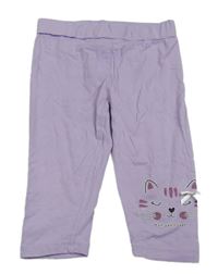 Levandulové crop legíny s kočkou 