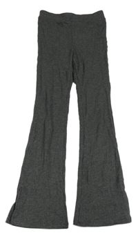 Šedé žebrované flare kalhoty H&M
