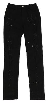 Černé skinny rifle s dírami Shein 